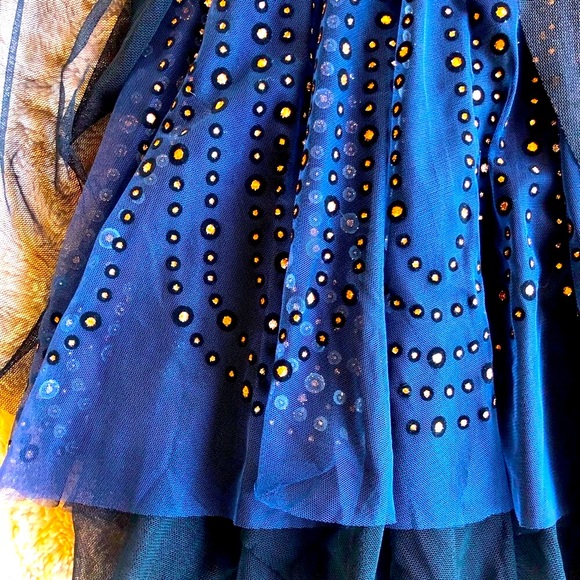 RNC Black Gold Navy Triple Layer Glitter Layered Mesh Tulle Skirt - Picture 6 of 12